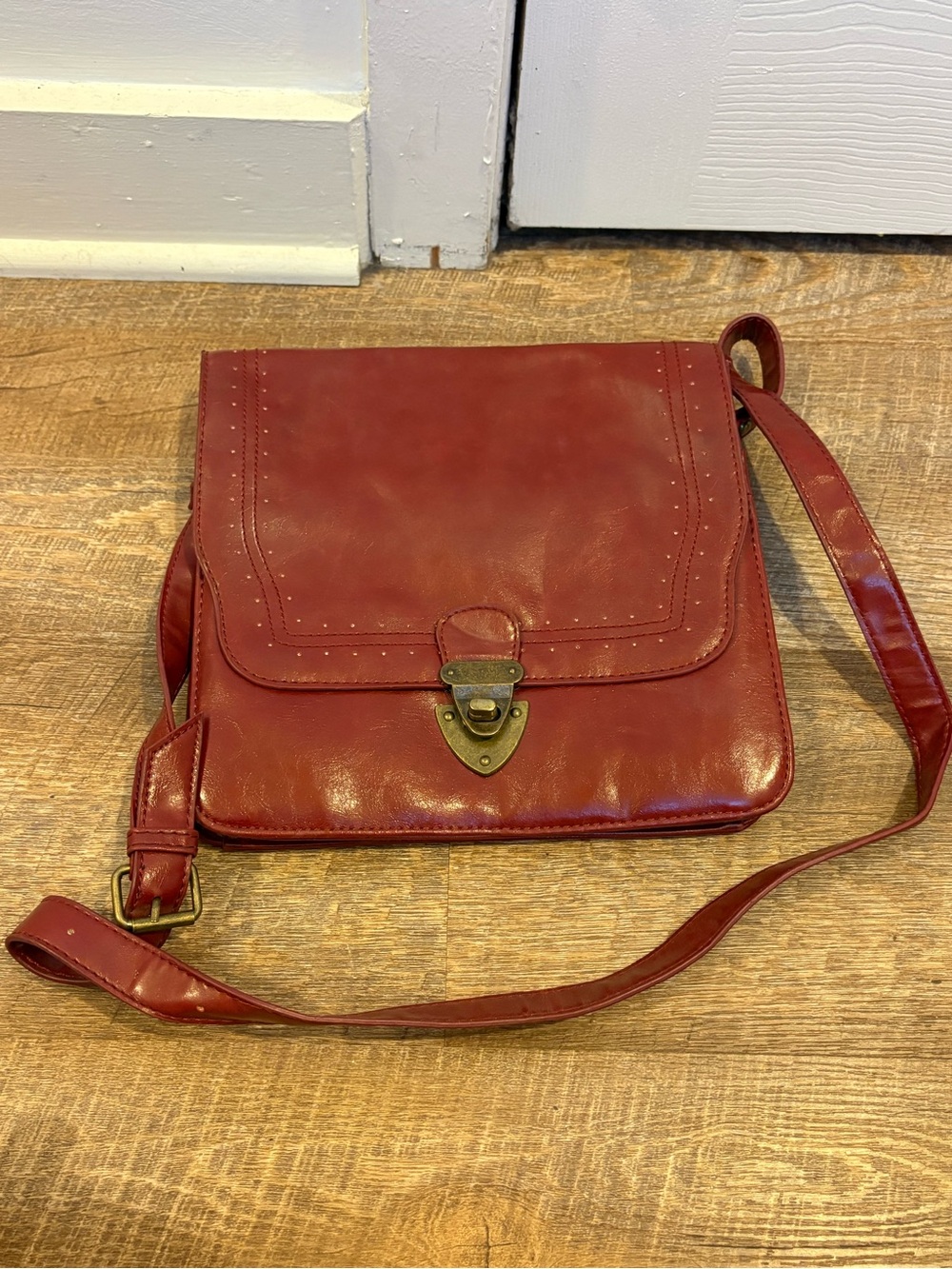 Mossimo Supply Co. Red Leather Messenger Crossbody Bag